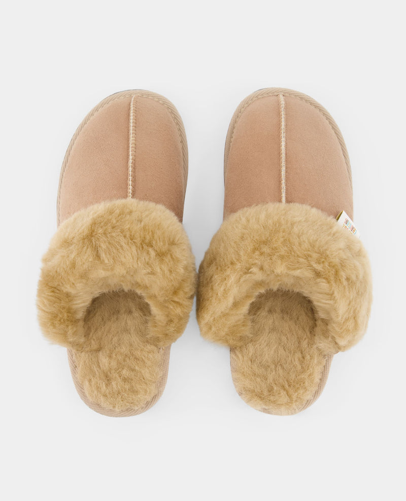 chaussons fourrés mouton femme face