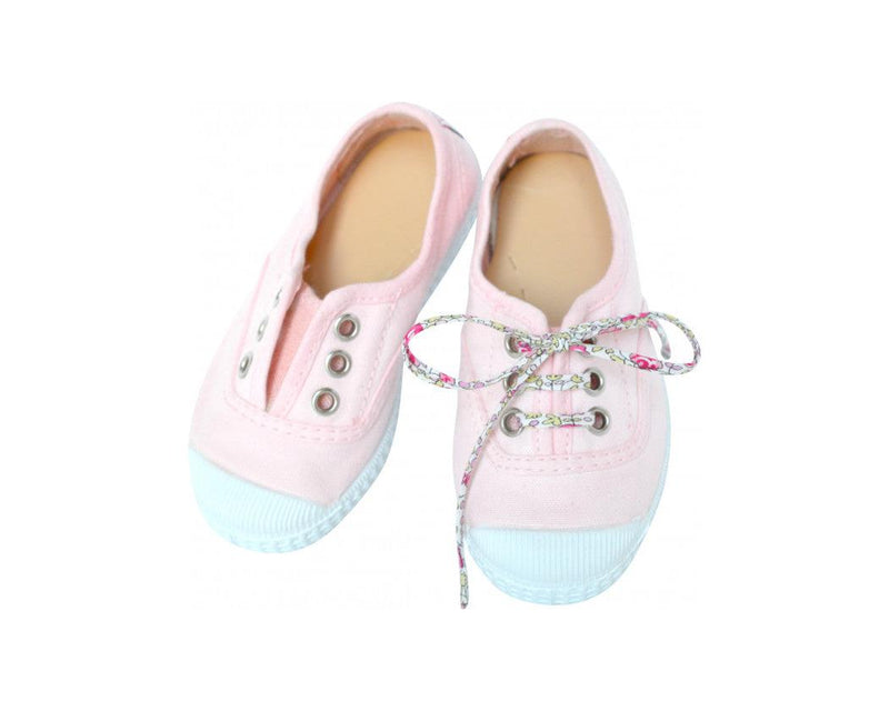 Chaussures Baskets Tennis En Toiles À Lacets Et Élastiques - Rose Pâle - Mixte
