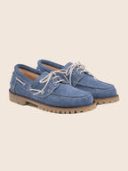 Blue Suede Notched Boat Shoes - Men