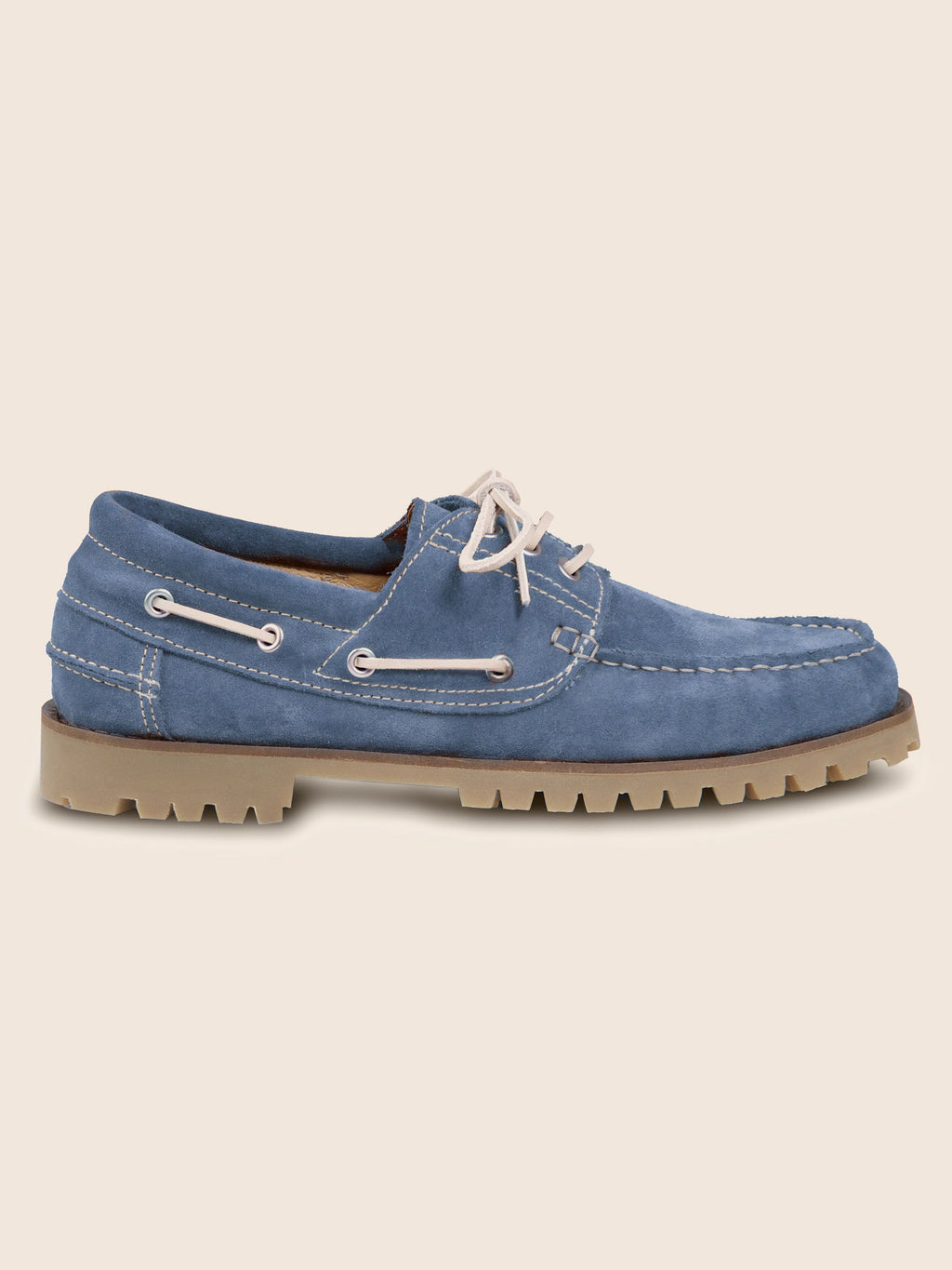Blue Suede Notched Boat Shoes - Men