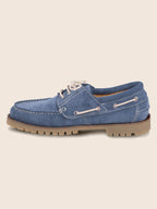 Blue Suede Notched Boat Shoes - Men
