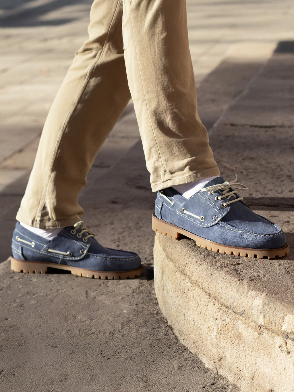 Blue Suede Notched Boat Shoes - Men