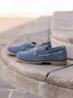 Blue Suede Notched Boat Shoes - Men
