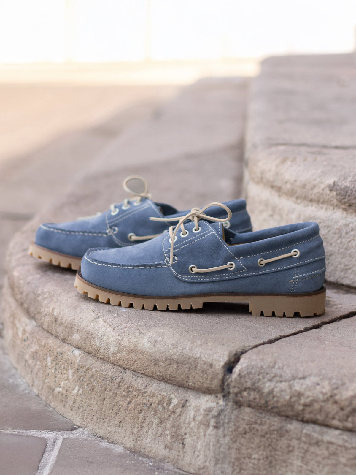 Blue Suede Notched Boat Shoes - Men
