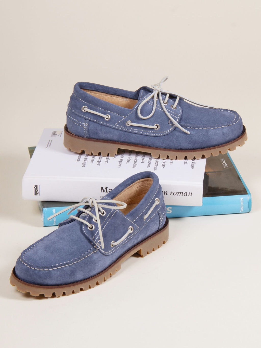 Blue Suede Notched Boat Shoes - Men