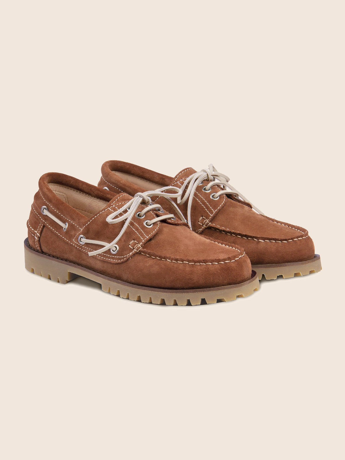 Chaussures Bateau Cranté Daim Camel - Homme