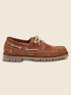 Chaussures Bateau Cranté Daim Camel - Homme