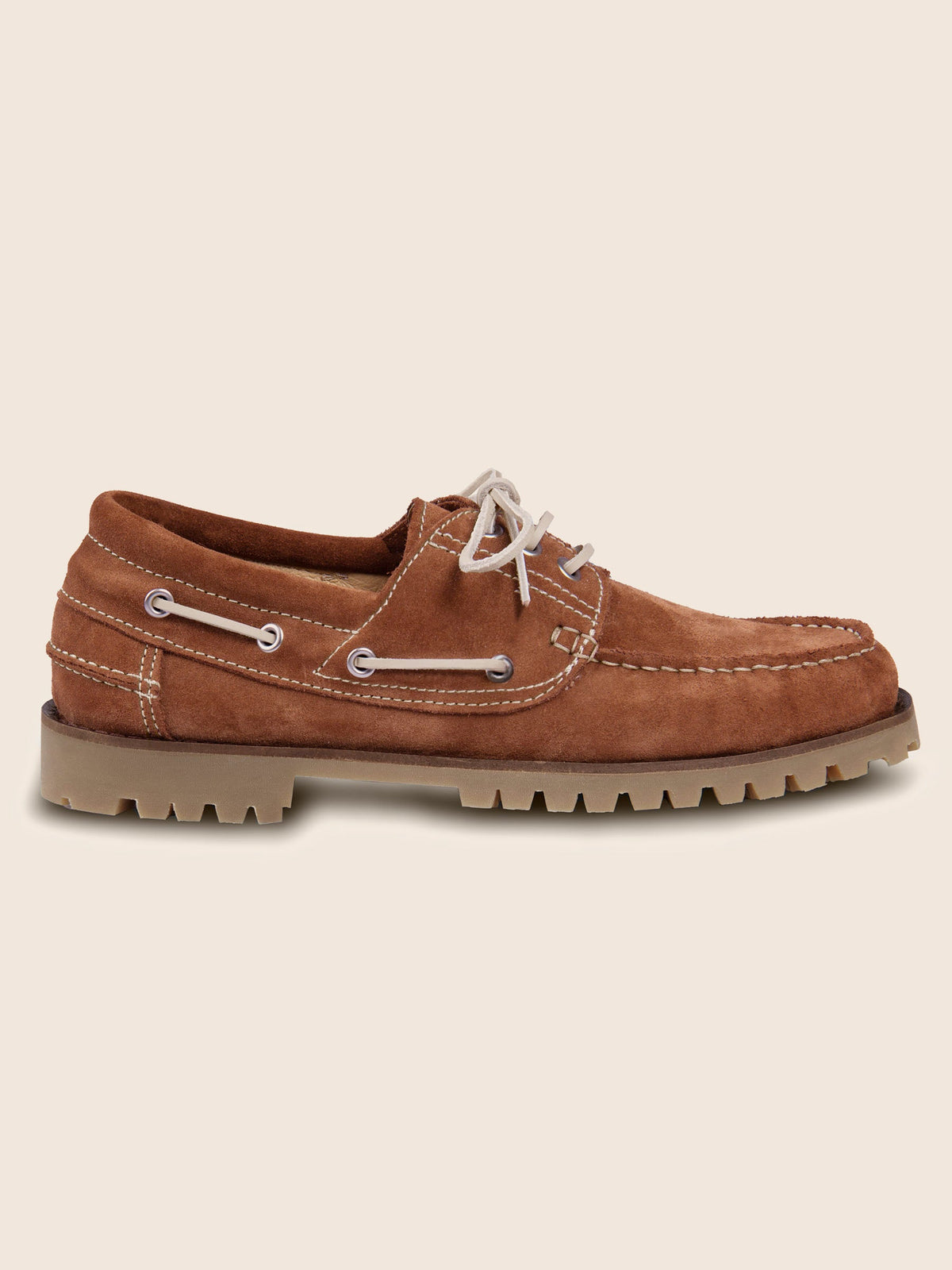 Chaussures Bateau Cranté Daim Camel - Homme