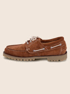Chaussures Bateau Cranté Daim Camel - Homme