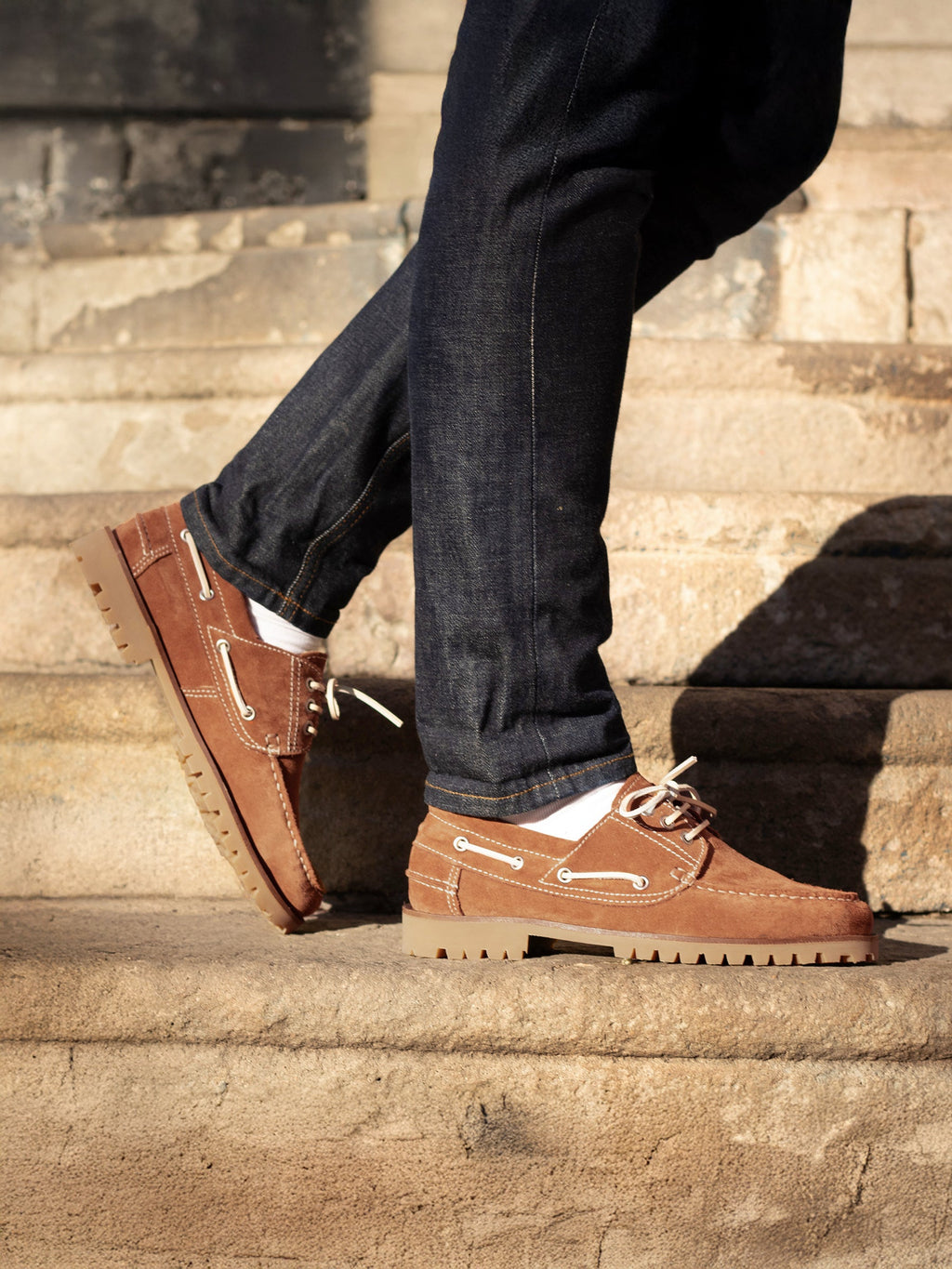 Chaussures Bateau Cranté Daim Camel - Homme