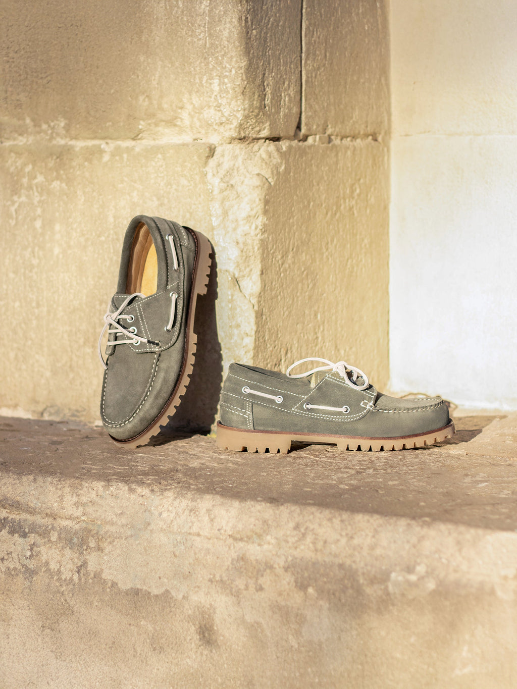 Chaussures Bateau Cranté Daim Kaki - Homme