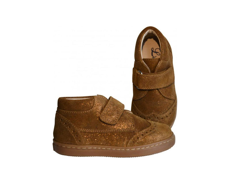 Léon Ankle Boots with Velcro Closure - Iridescent Camel Leather - Girls