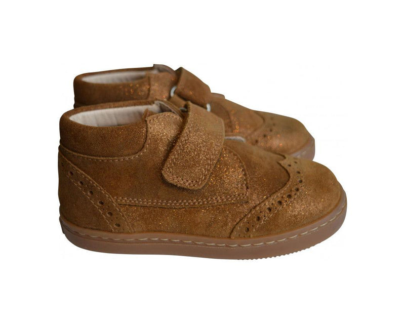 Léon Ankle Boots with Velcro Closure - Iridescent Camel Leather - Girls