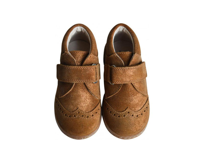 Léon Ankle Boots with Velcro Closure - Iridescent Camel Leather - Girls