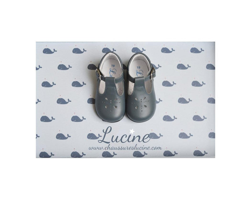 Chaussures Bottillons Salomés Souples Azylis Perfo - Cuir Bleu Grisé - Mixte
