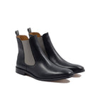 Chelsea Boots Cuir Noir Gris - Homme