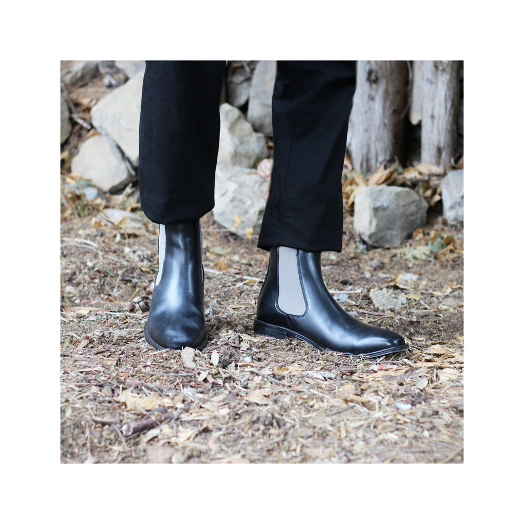 Chelsea Boots Cuir Noir Gris - Homme