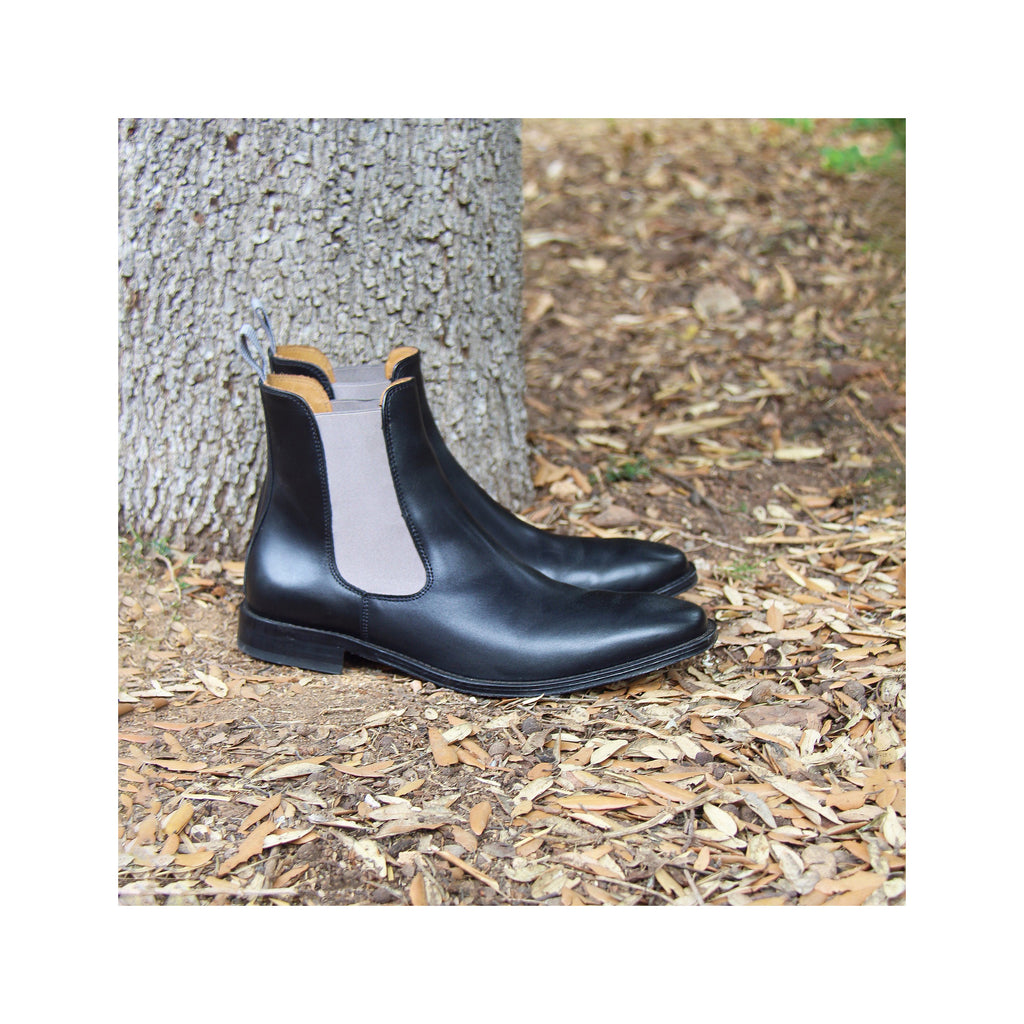 Chelsea Boots Cuir Noir Gris - Homme