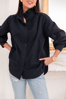 LÉONIE Bleu Marine - Chemise Col Victorien