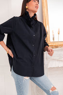 LÉONIE Bleu Marine - Chemise Col Victorien