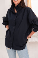 LÉONIE Bleu Marine - Chemise Col Victorien