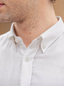 Camisa de cuello americano de gasa de algodón - Blanc