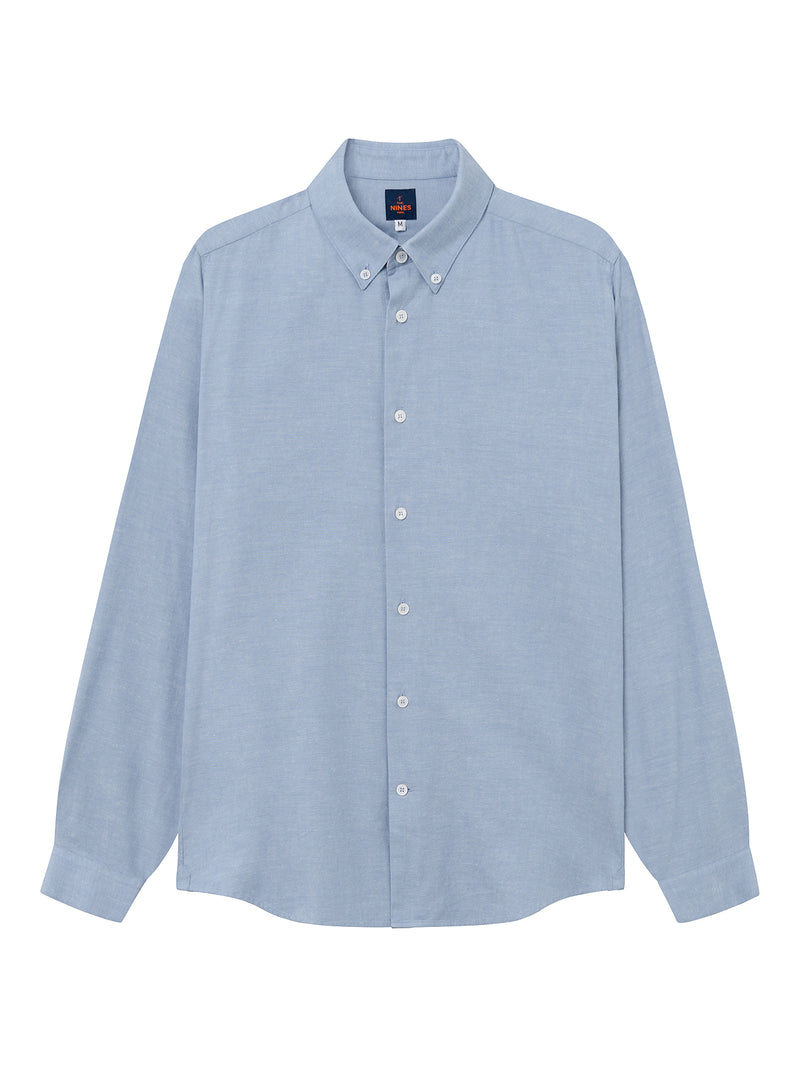 Camisa Oxford Japonesa Cuello Americano - Azul Cielo