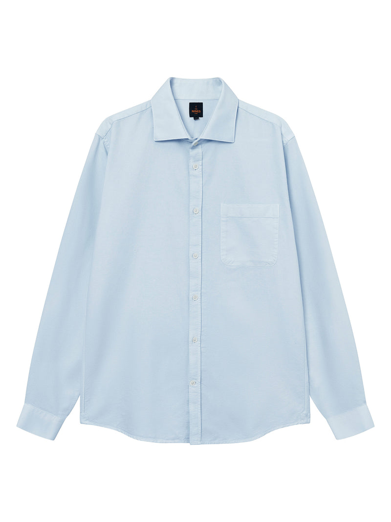 Chemise Col Italien En Oxford Bio - Bleu Ciel