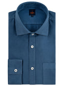 Camisa orgánica Oxford cuello italiano - Azul tormenta