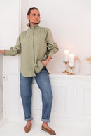 LÉONIE Kaki - Chemise Col Victorien