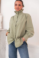 LÉONIE Kaki - Chemise Col Victorien