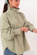 LÉONIE Kaki - Chemise Col Victorien