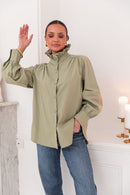 LÉONIE Kaki - Chemise Col Victorien