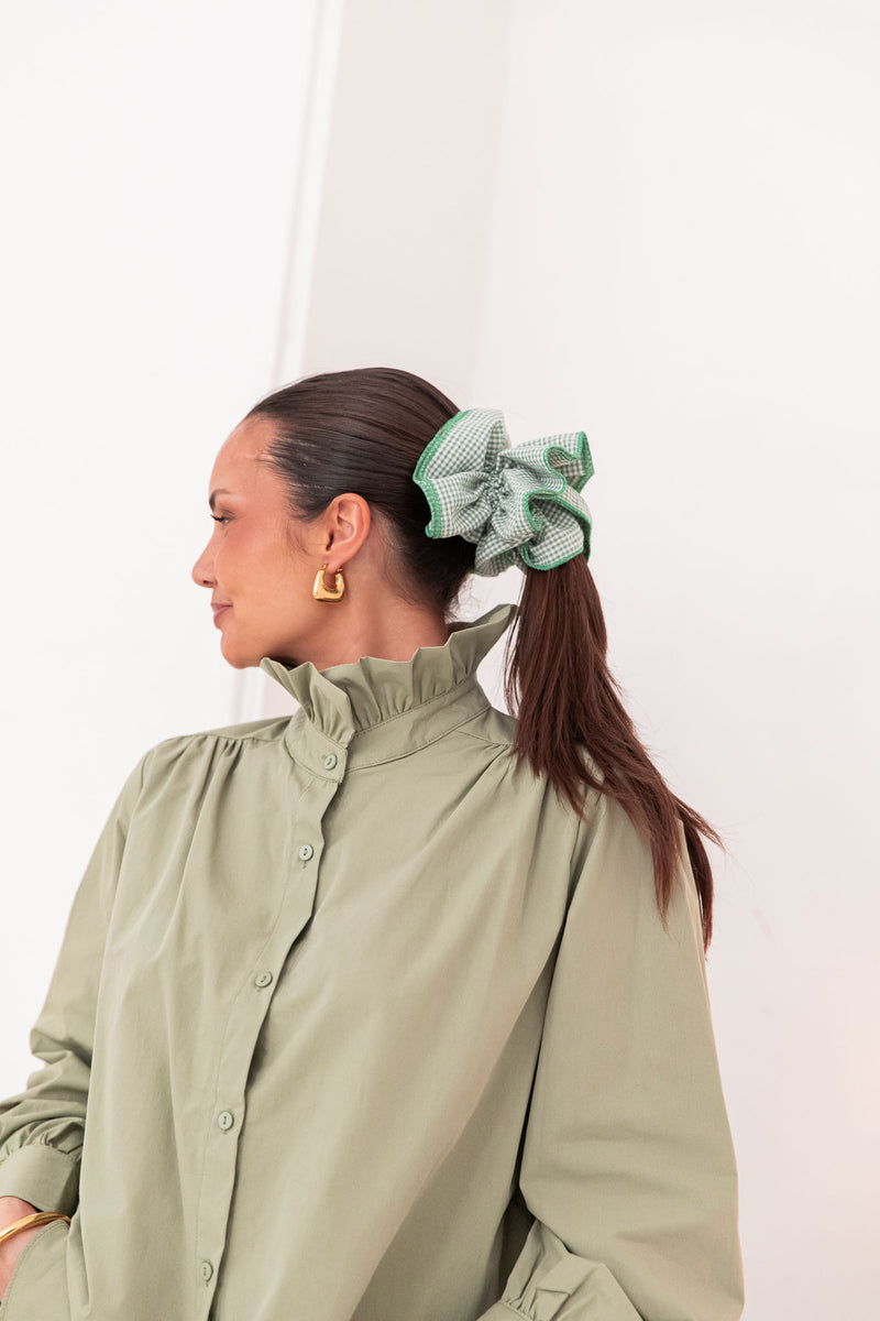 LÉONIE Kaki - Chemise Col Victorien