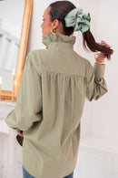 LÉONIE Kaki - Chemise Col Victorien