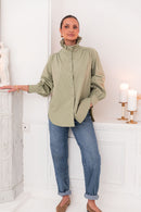 LÉONIE Kaki - Chemise Col Victorien