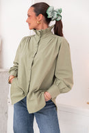 LÉONIE Kaki - Chemise Col Victorien