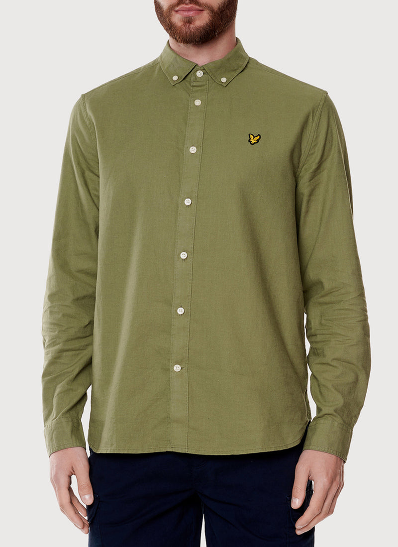 Lyle & Scott - Chemise En Lin - Moss - Homme