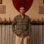Chemise En Flanelle Beige À Carreaux