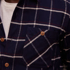 Chemise En Flanelle Épaisse Marine A Carreaux