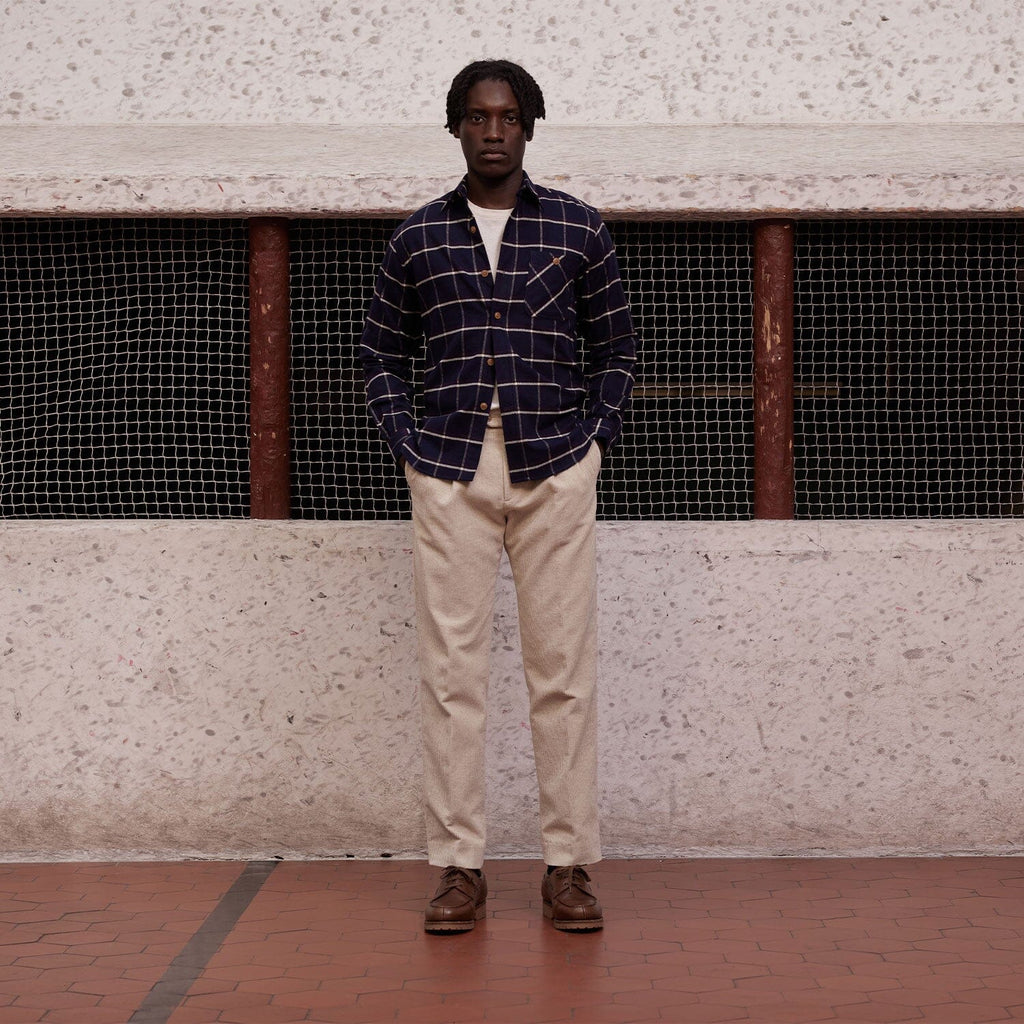 Chemise En Flanelle Épaisse Marine A Carreaux