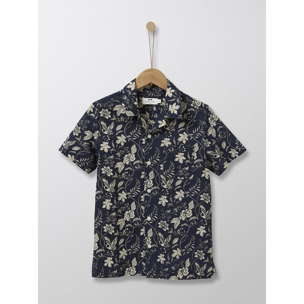 Chemise En Popeline Légère - Marine Imprimé - Garçon