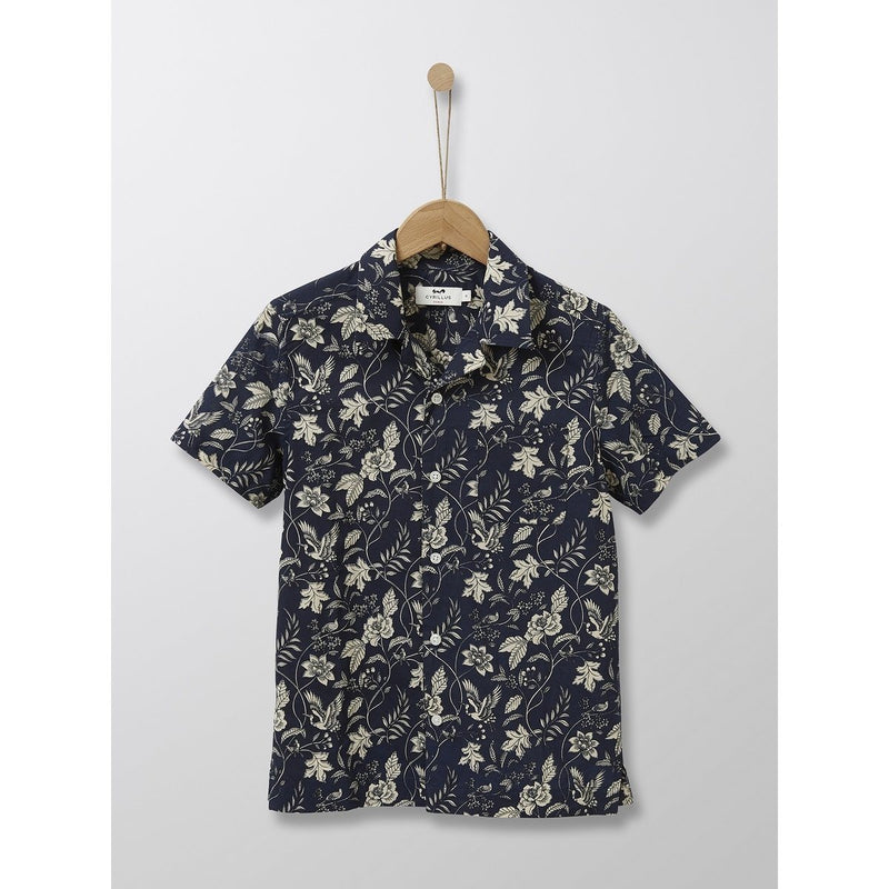 Chemise En Popeline Légère - Marine Imprimé - Garçon