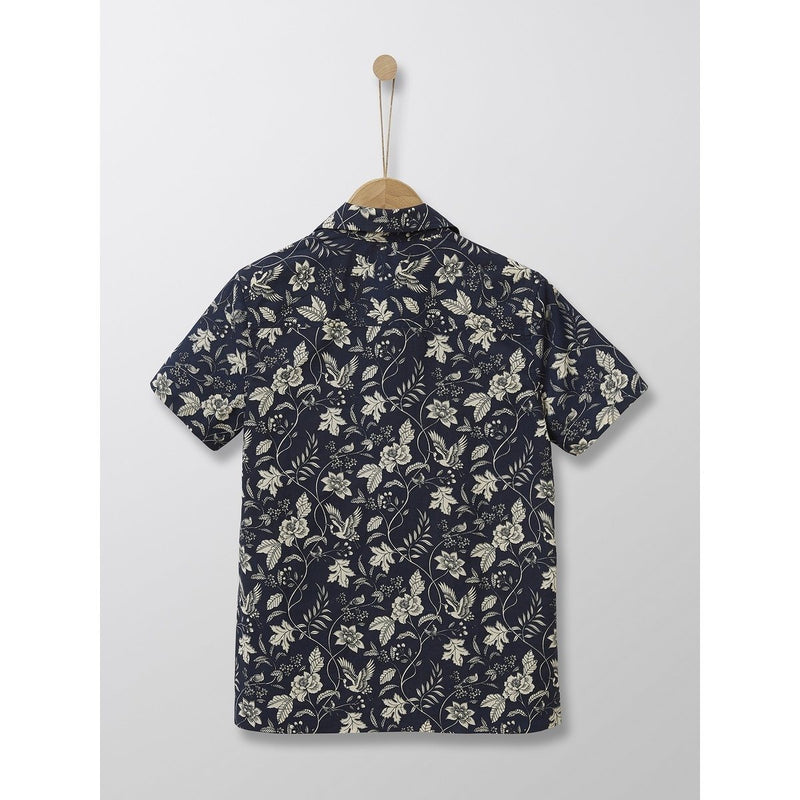 Chemise En Popeline Légère - Marine Imprimé - Garçon