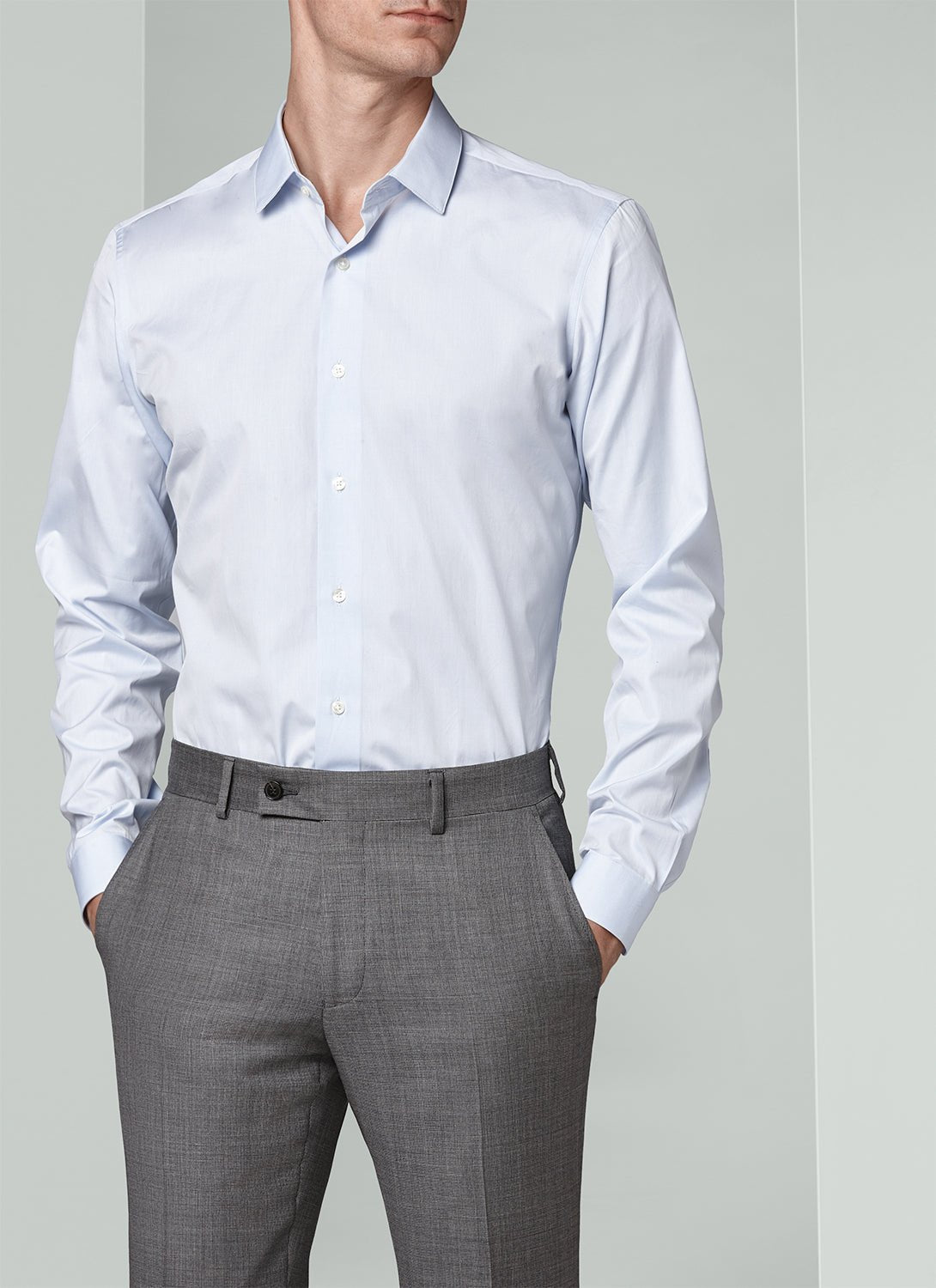 Fursac - Chemise Formal Popeline Unie Petit Col - Ciel