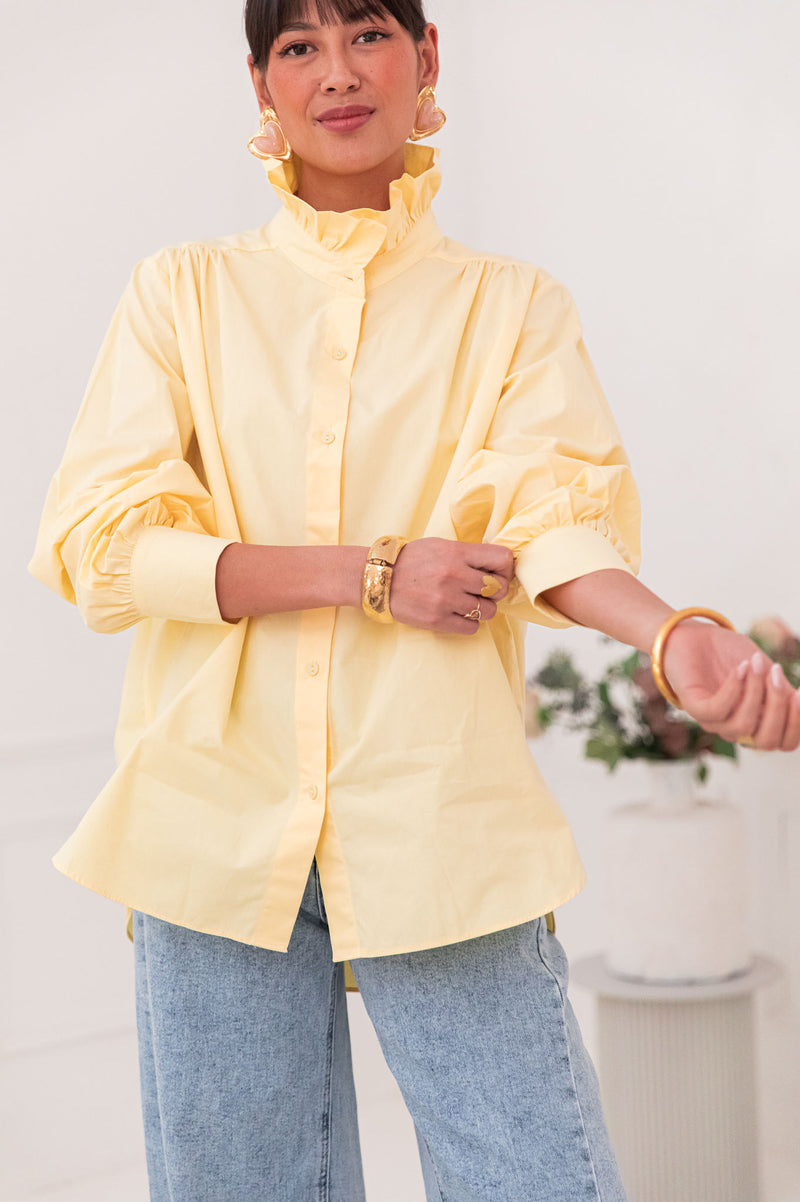 LÉONIE Yellow - Victorian Collar Shirt