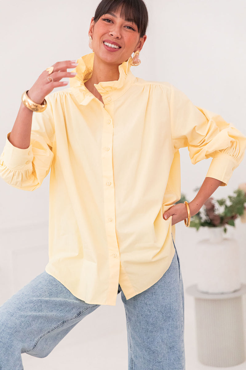 LÉONIE Yellow - Victorian Collar Shirt