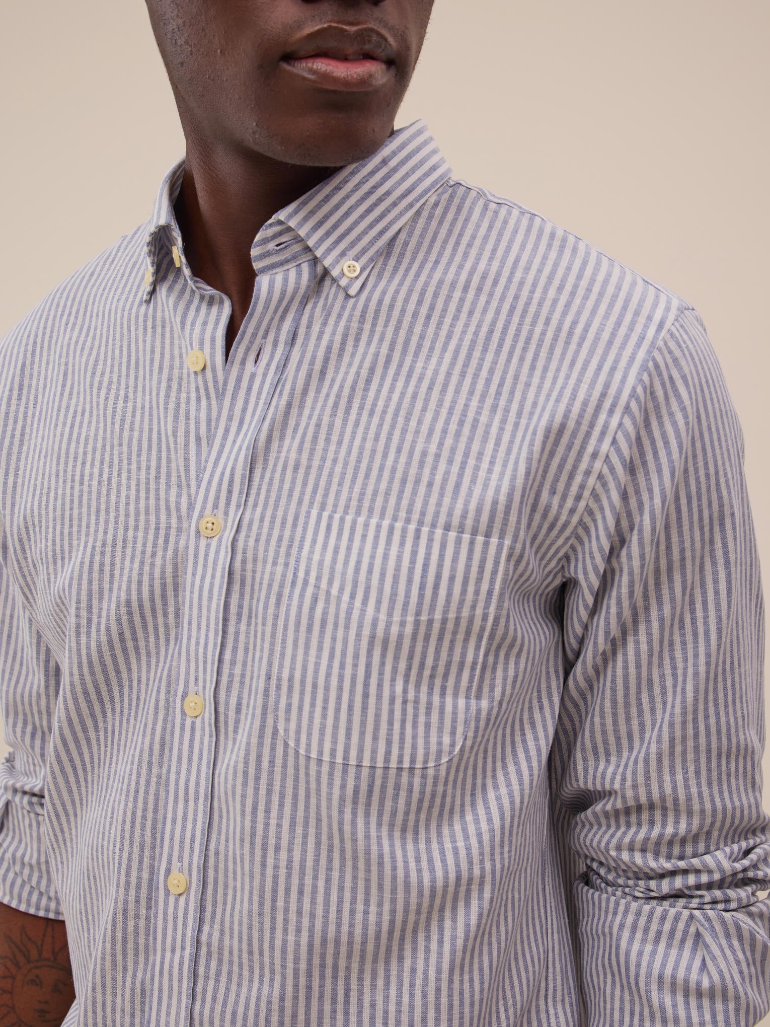 Ava Shirt - White and Sky Blue Striped - Men