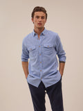 Men's Achille Shirt - Sky Blue Linen