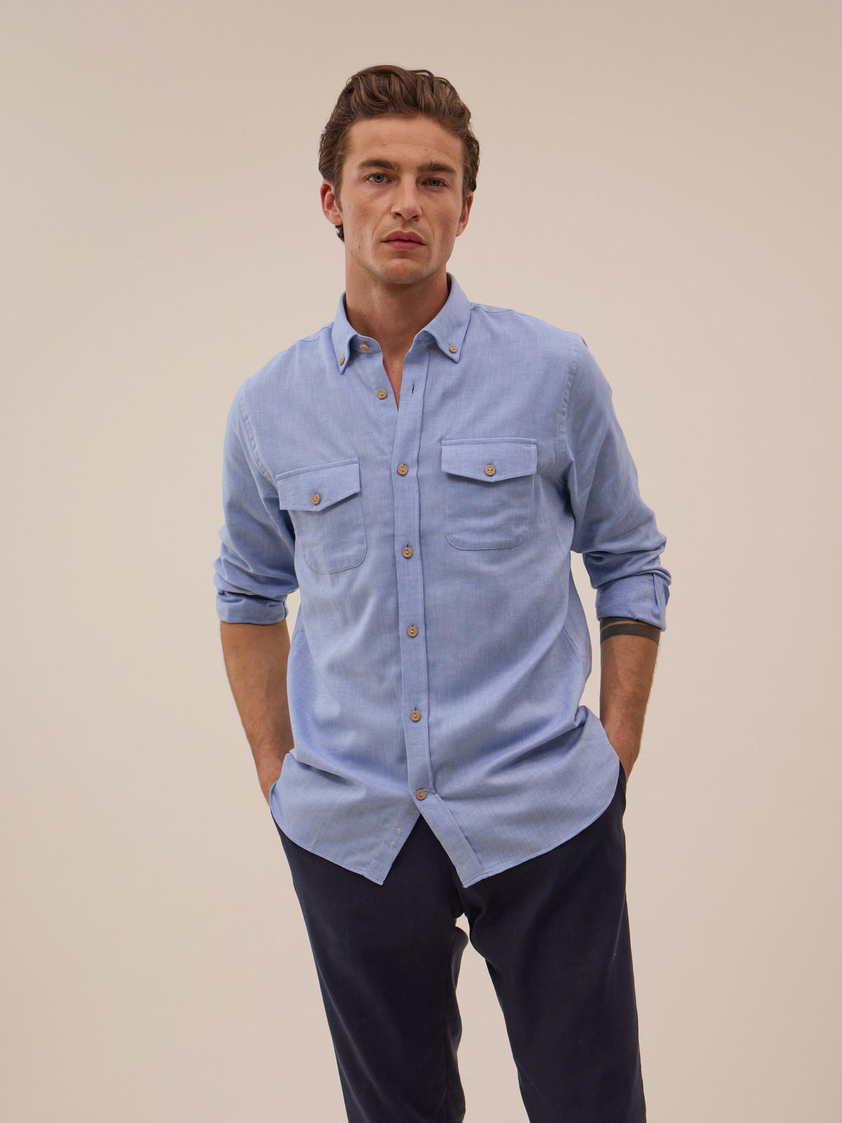 Men's Achille Shirt - Sky Blue Linen